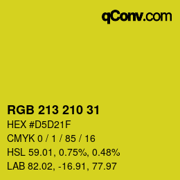 Color code: RGB 213 210 31 | qconv.com