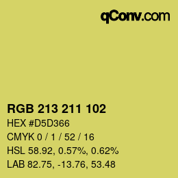 Color code: RGB 213 211 102 | qconv.com