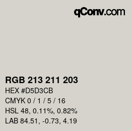 Color code: RGB 213 211 203 | qconv.com
