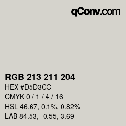 Color code: RGB 213 211 204 | qconv.com