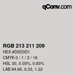カラーコード: RGB 213 211 209 | qconv.com