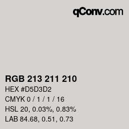 Color code: RGB 213 211 210 | qconv.com