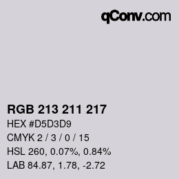 Color code: RGB 213 211 217 | qconv.com