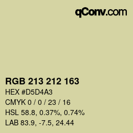 Farbcode: RGB 213 212 163 | qconv.com