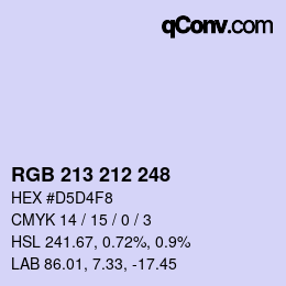 Código de color: RGB 213 212 248 | qconv.com