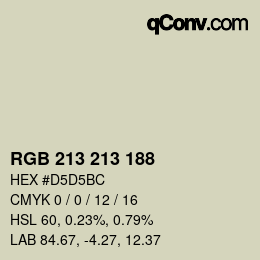 Color code: RGB 213 213 188 | qconv.com