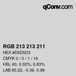 颜色代码: RGB 213 213 211 | qconv.com