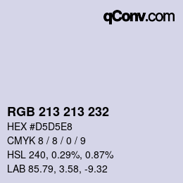 Color code: RGB 213 213 232 | qconv.com