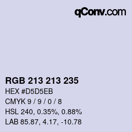 Color code: RGB 213 213 235 | qconv.com