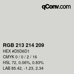 カラーコード: RGB 213 214 209 | qconv.com