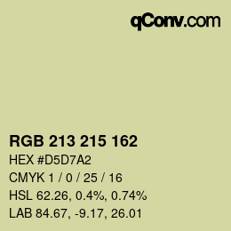 カラーコード: RGB 213 215 162 | qconv.com