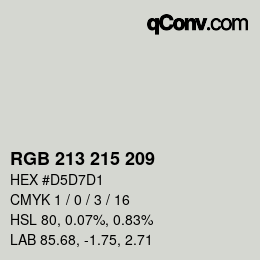 Color code: RGB 213 215 209 | qconv.com