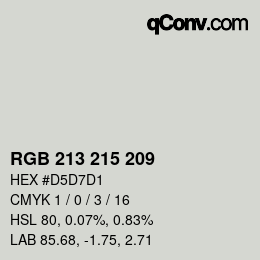 颜色代码: RGB 213 215 209 | qconv.com