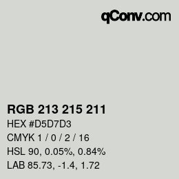 Color code: RGB 213 215 211 | qconv.com