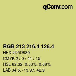カラーコード: RGB 213 216.4 128.4 | qconv.com