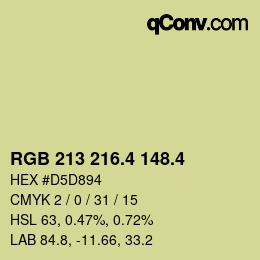 カラーコード: RGB 213 216.4 148.4 | qconv.com