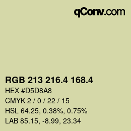 カラーコード: RGB 213 216.4 168.4 | qconv.com