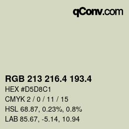 カラーコード: RGB 213 216.4 193.4 | qconv.com