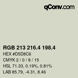 カラーコード: RGB 213 216.4 198.4 | qconv.com