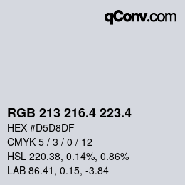 カラーコード: RGB 213 216.4 223.4 | qconv.com