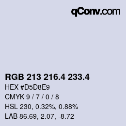 カラーコード: RGB 213 216.4 233.4 | qconv.com
