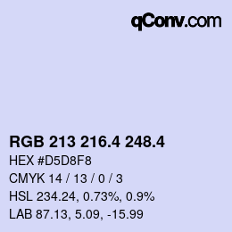 カラーコード: RGB 213 216.4 248.4 | qconv.com