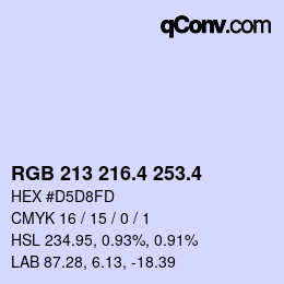 カラーコード: RGB 213 216.4 253.4 | qconv.com