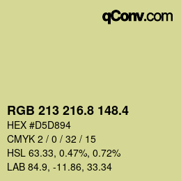 カラーコード: RGB 213 216.8 148.4 | qconv.com