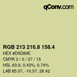 カラーコード: RGB 213 216.8 158.4 | qconv.com