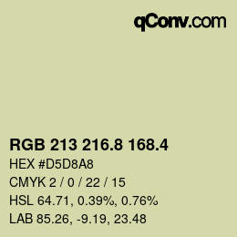 カラーコード: RGB 213 216.8 168.4 | qconv.com