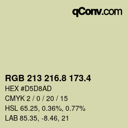 カラーコード: RGB 213 216.8 173.4 | qconv.com