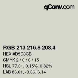 カラーコード: RGB 213 216.8 203.4 | qconv.com