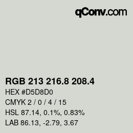 カラーコード: RGB 213 216.8 208.4 | qconv.com
