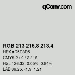 カラーコード: RGB 213 216.8 213.4 | qconv.com