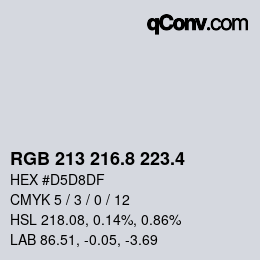 カラーコード: RGB 213 216.8 223.4 | qconv.com