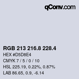 カラーコード: RGB 213 216.8 228.4 | qconv.com