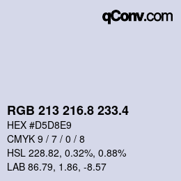 カラーコード: RGB 213 216.8 233.4 | qconv.com