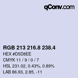 カラーコード: RGB 213 216.8 238.4 | qconv.com