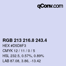 カラーコード: RGB 213 216.8 243.4 | qconv.com