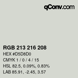 Color code: RGB 213 216 208 | qconv.com