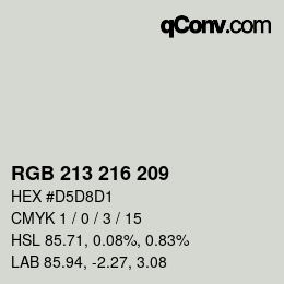 Color code: RGB 213 216 209 | qconv.com
