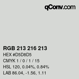 Color code: RGB 213 216 213 | qconv.com