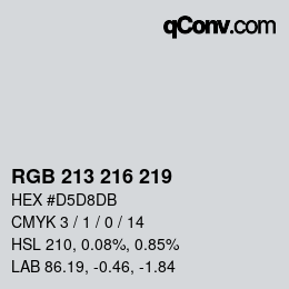 Color code: RGB 213 216 219 | qconv.com