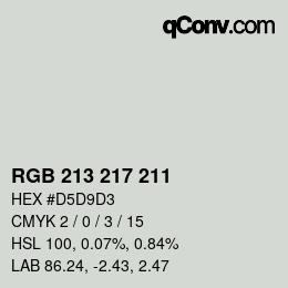 Color code: RGB 213 217 211 | qconv.com