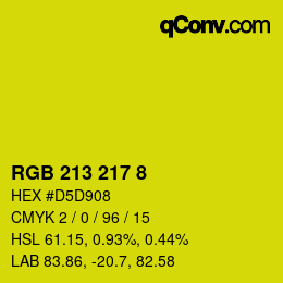 Color code: RGB 213 217 8 | qconv.com
