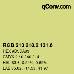 カラーコード: RGB 213 218.2 131.6 | qconv.com