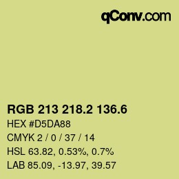 カラーコード: RGB 213 218.2 136.6 | qconv.com