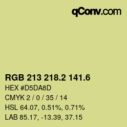 カラーコード: RGB 213 218.2 141.6 | qconv.com