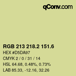 カラーコード: RGB 213 218.2 151.6 | qconv.com