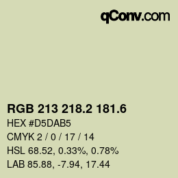 カラーコード: RGB 213 218.2 181.6 | qconv.com